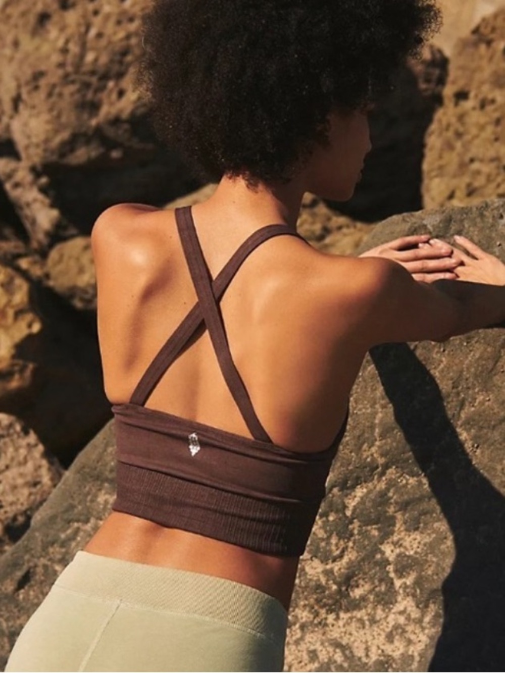 Free People Movement, Good Karma Crop Tank, Brown, M/L - Picture 2 of 4